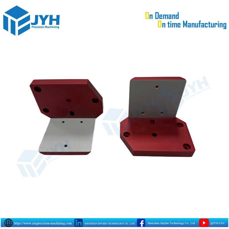 Pièces en aluminium anodisé rouge usinées CNC de précision avec zones partiellement dé-anodisées et résistance à la corrosion