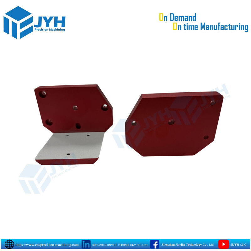 Pièces en aluminium anodisé rouge usinées CNC de précision avec zones partiellement dé-anodisées et résistance à la corrosion