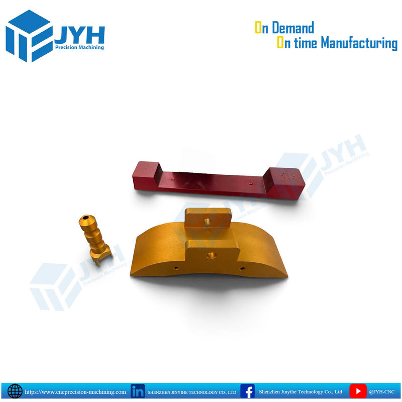 Golden Yellow & Deep Red Anodized Aluminum Parts with Corrosion Resistance and High Precision CNC Machining